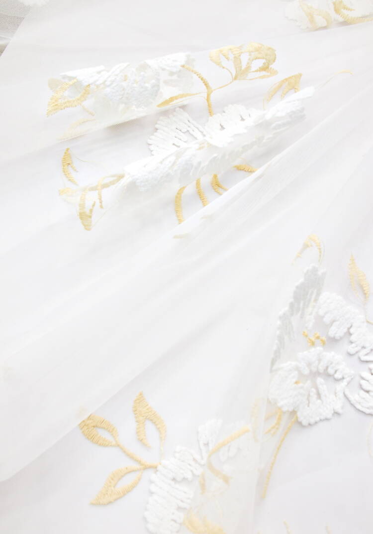 Тюль с вышивкой Белый цветок шир.  750, рис. 9