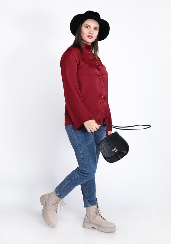 Рубашка с декоративными пуговицами шир.  580, рис. 3