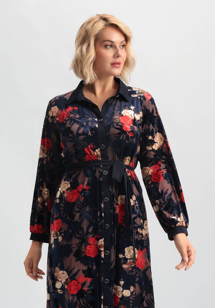 Платье-рубашка с цветочным рисунком шир.  750, рис. 19