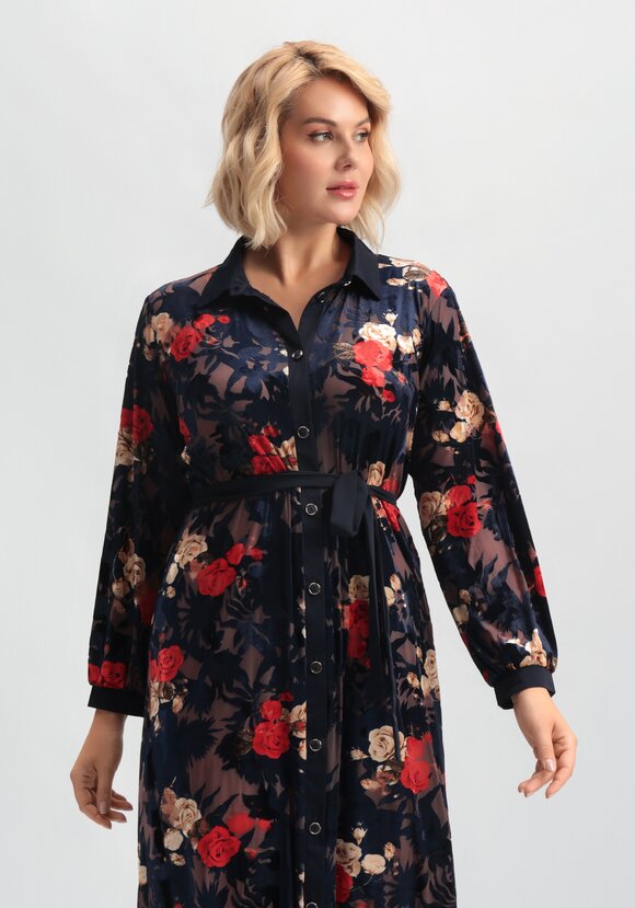 Платье-рубашка с цветочным рисунком шир.  580, рис. 19