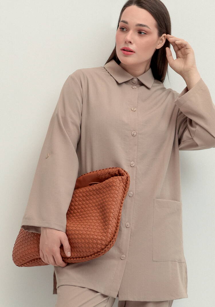 Рубашка на пуговицах свободного кроя шир.  750, рис. 17