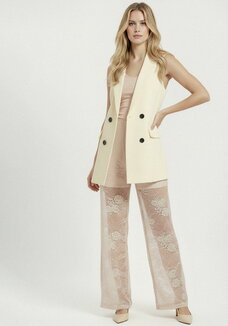 Брюки широкие из кружевной ткани