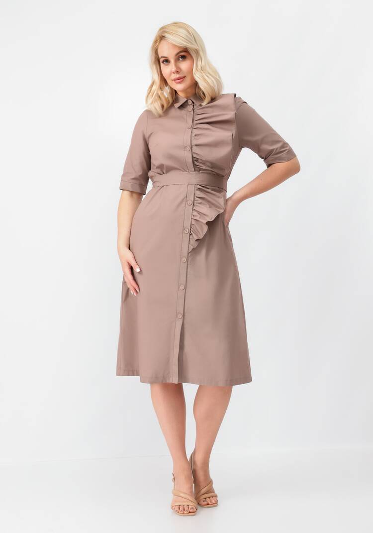 Платье на пуговицах с декоративной сборкой шир.  750, рис. 7