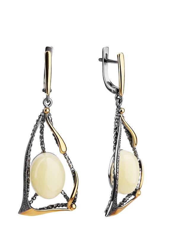 Серьги серебряные Янтарные грезы шир.  580, рис. 2