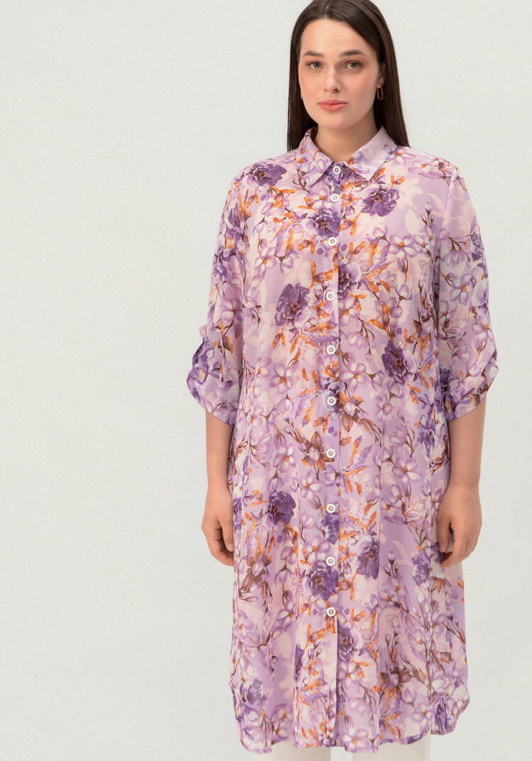 Рубашка удлинённая с цветочным принтом шир.  750, рис. 29