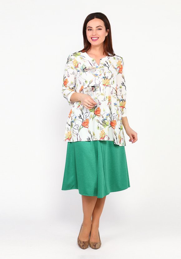 Туника с отрезной кокеткой и пуговицами шир.  580, рис. 1