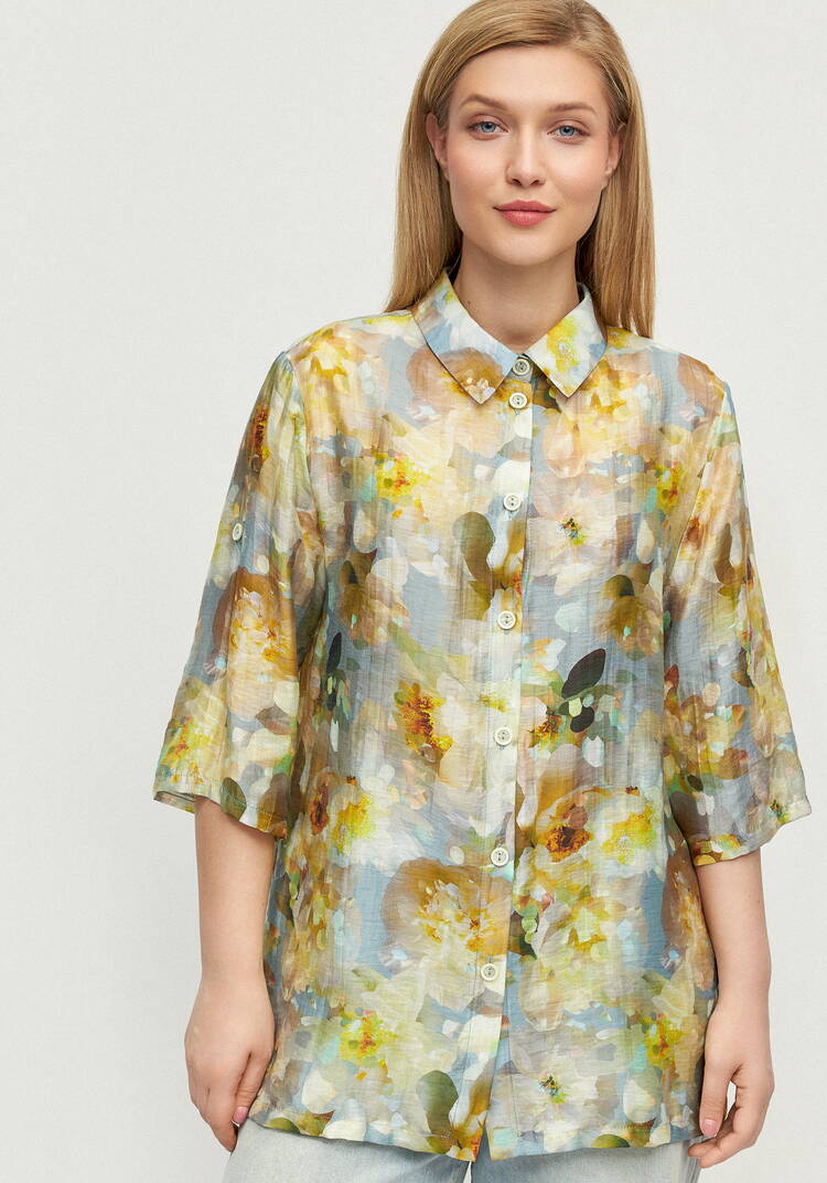 Блуза изо льна Цветочная соната шир.  750, рис. 12