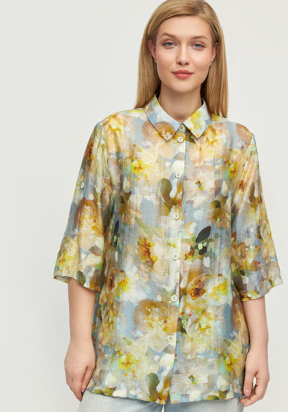 Блуза изо льна Цветочная соната шир.  580, рис. 12