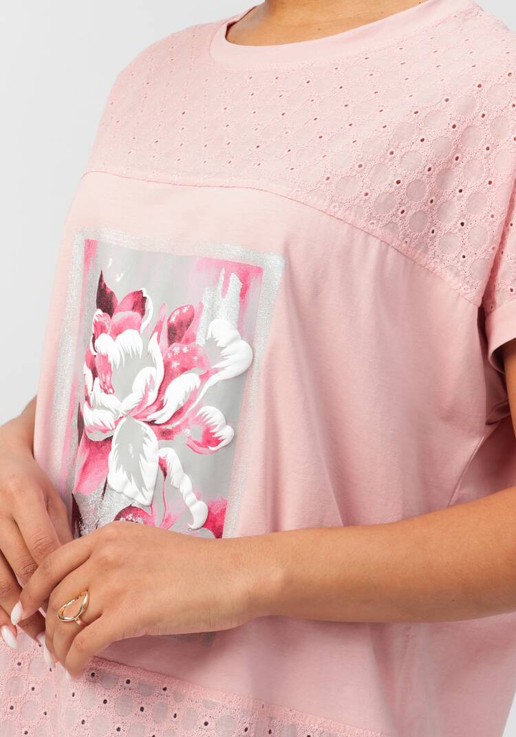 Блуза с принтом и ажурными вставками шир.  750, рис. 20