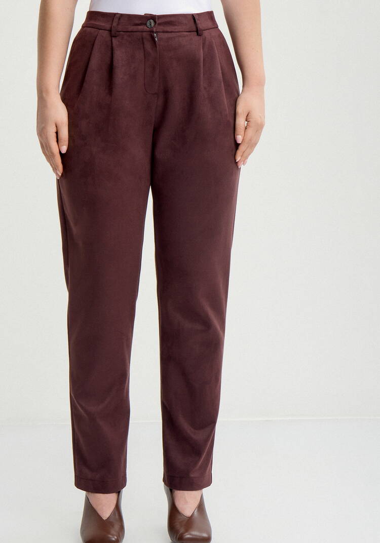 Брюки замшевые, прямые с комфортным поясом шир.  750, рис. 4