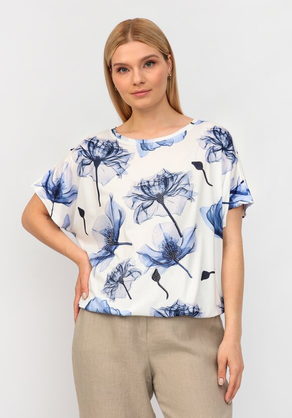 Блуза со стразами и цветочным принтом шир.  580, рис. 11