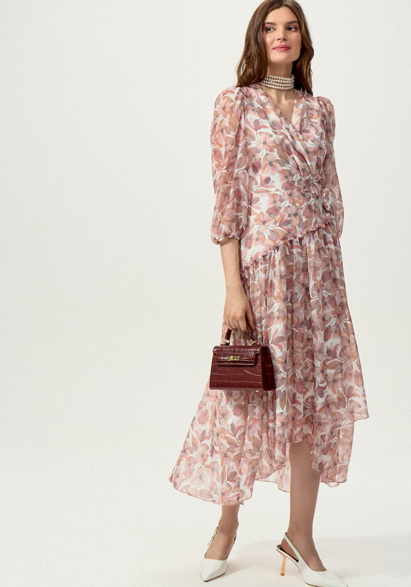 Платье на запах с флористическим принтом шир.  580, рис. 14