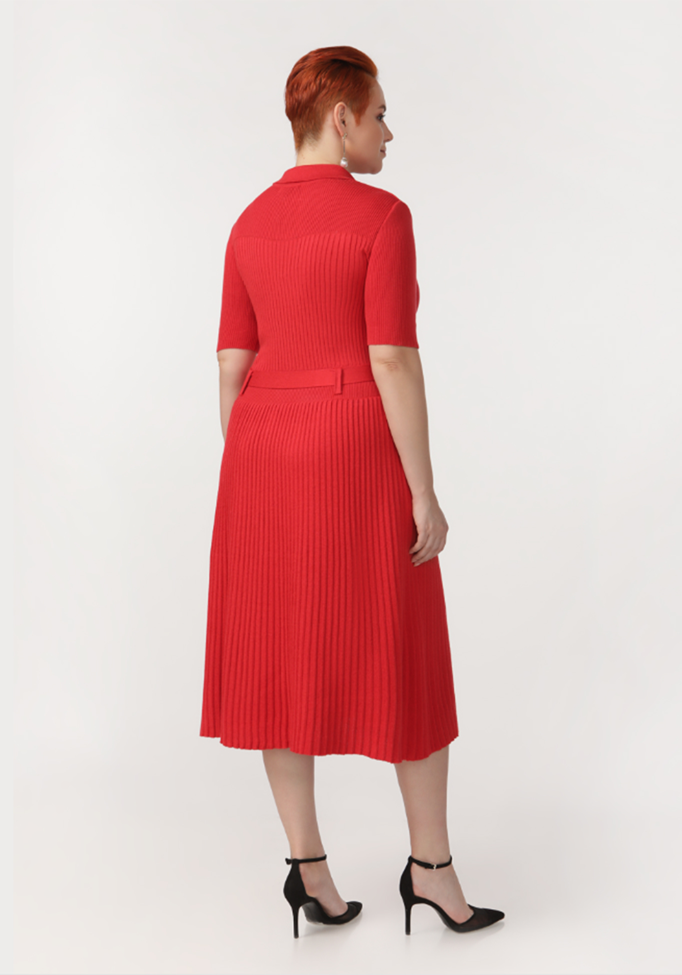Платье с поясом в комплекте Vivawool, размер 48, цвет красный - фото 6