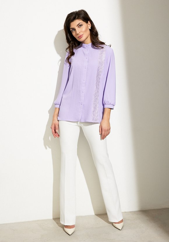 Блуза с защипами и ажурным кружевом шир.  580, рис. 5