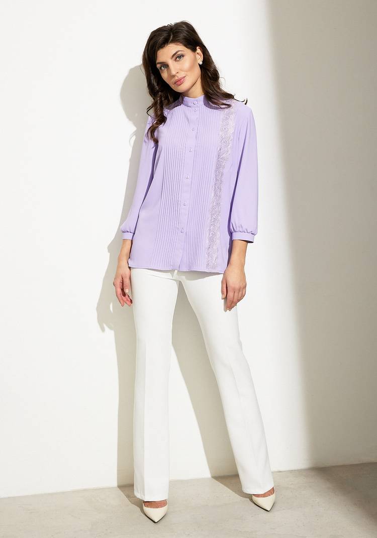 Блуза с защипами и ажурным кружевом шир.  750, рис. 5