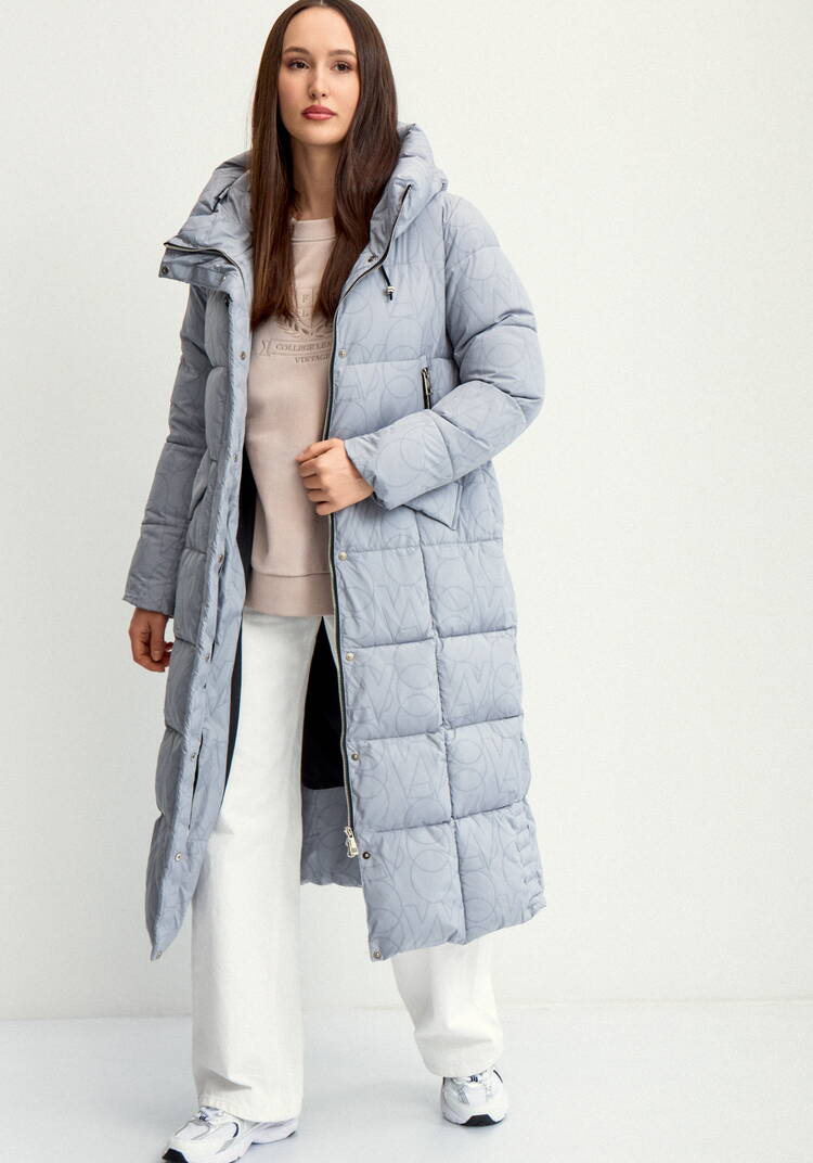 Удлиненный пуховик с капюшоном шир.  750, рис. 4