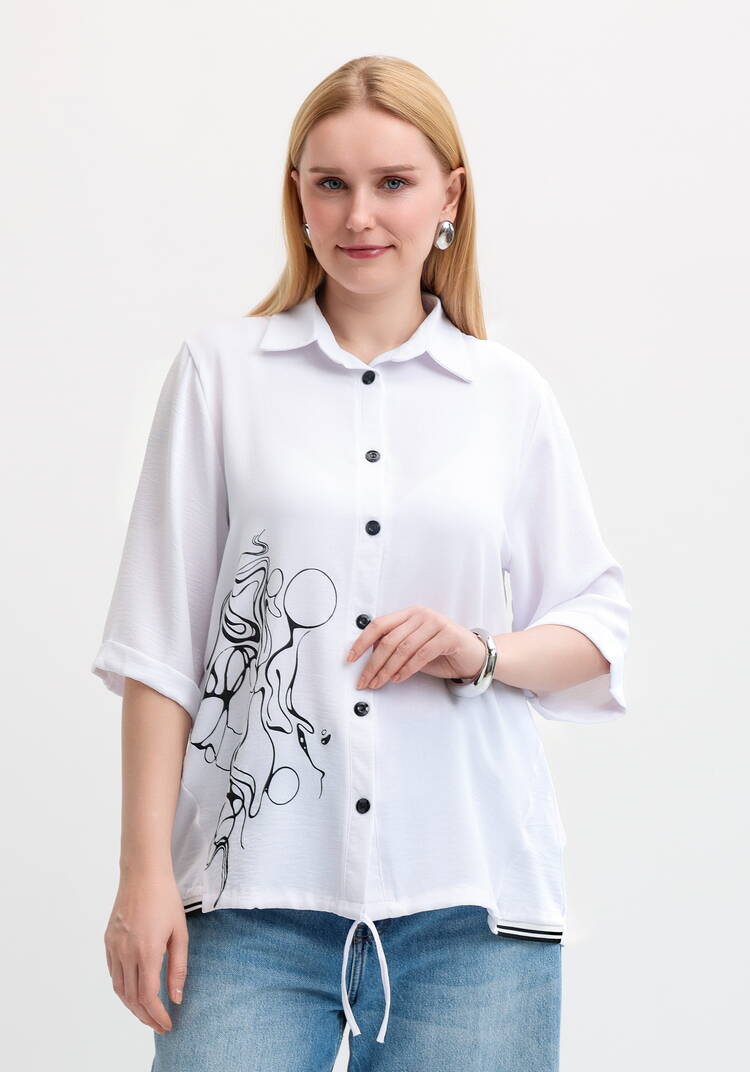 Рубашка с рукавом 3/4 и принтом шир.  750, рис. 1