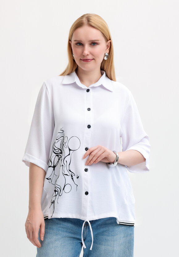 Рубашка с рукавом 3/4 и принтом шир.  580, рис. 1