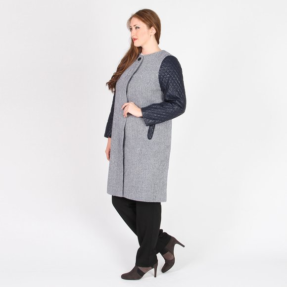 Пальто с контрастными рукавами шир.  580, рис. 5