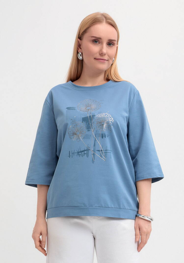 Блуза с длинным рукавом и цветочным рисунком шир.  750, рис. 30