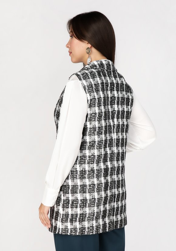 Жилет на пуговицах с карманами из твида шир.  580, рис. 9