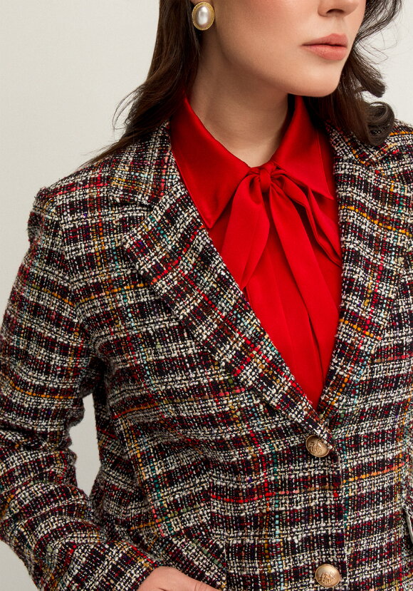 Пиджак из твида в клетку на подкладе шир.  580, рис. 37