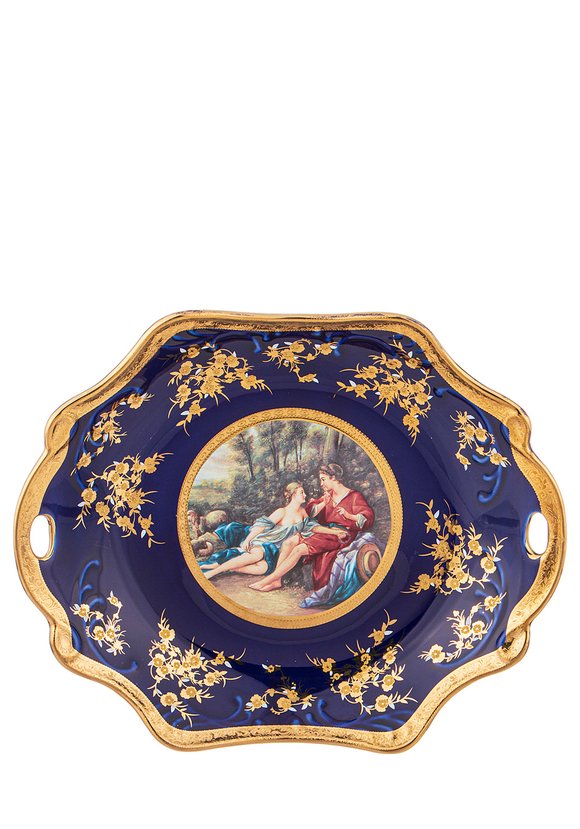 Блюдо с ручками кобальт Влюблённая пара шир.  580, рис. 2