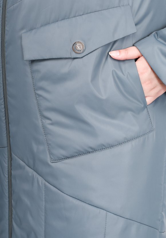 Пальто на синтепоне однотонное с капюшоном шир.  580, рис. 12