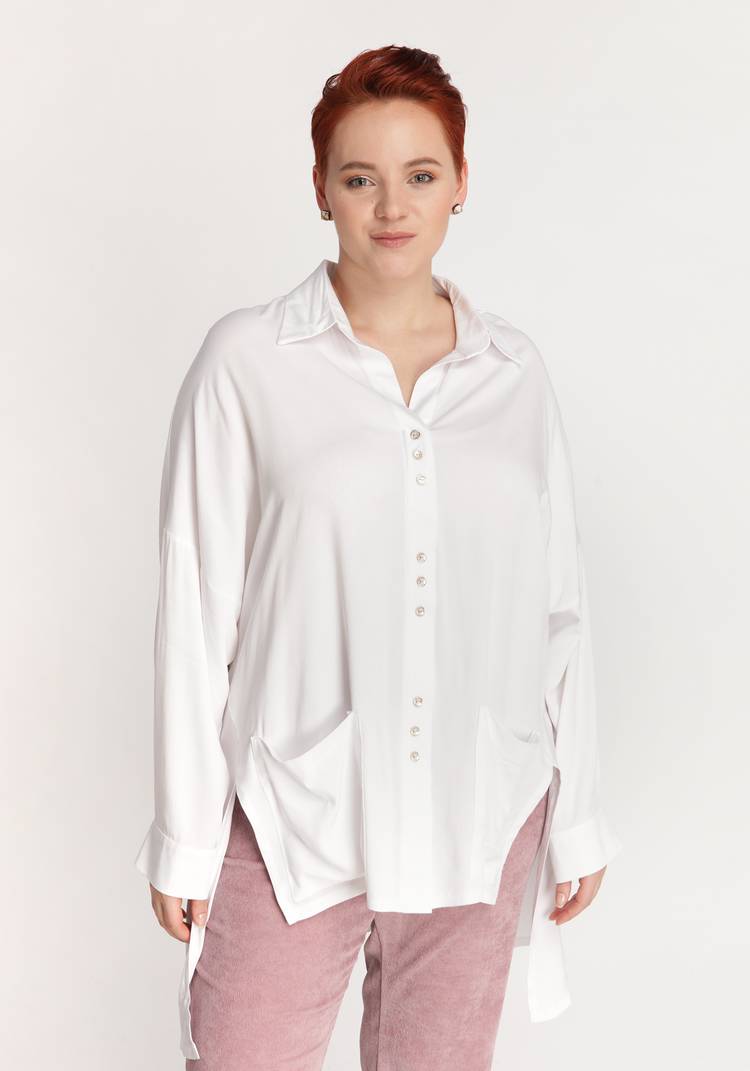 Блуза на пуговицах с карманами шир.  750, рис. 2