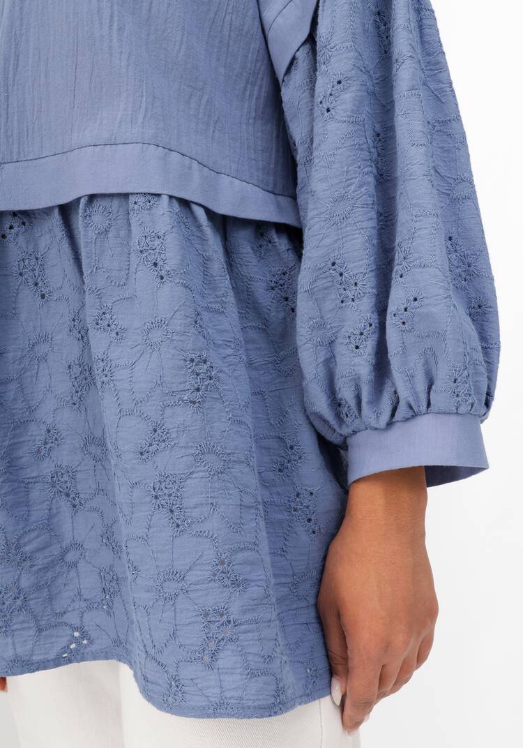 Блуза ажурная с отрезной кокеткой шир.  750, рис. 13