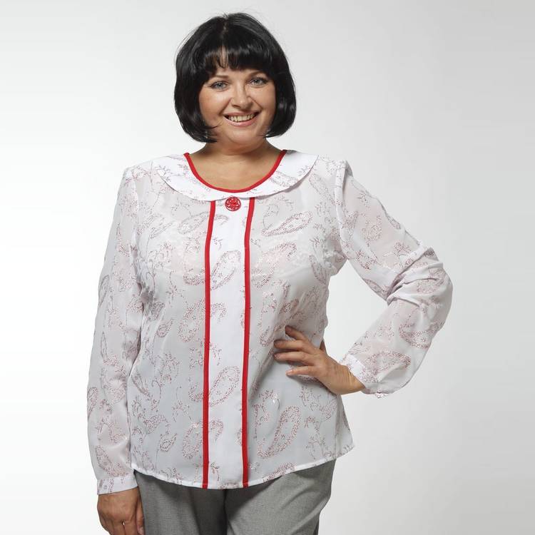 Блуза шифоновая с контрастным кантом шир.  750, рис. 1