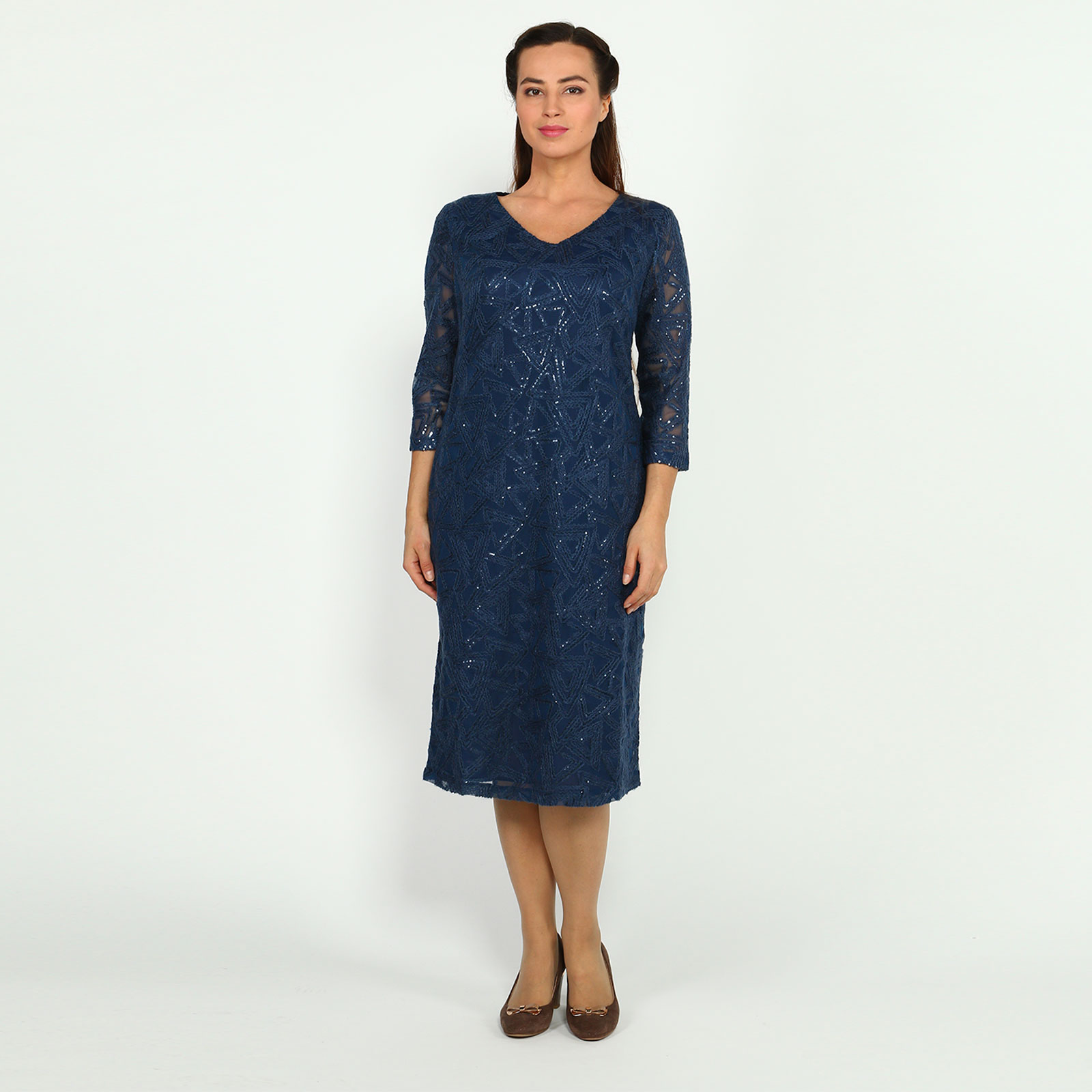 Платье с рисунком из пайеток Elletto Life, размер 62, цвет синий - фото 1