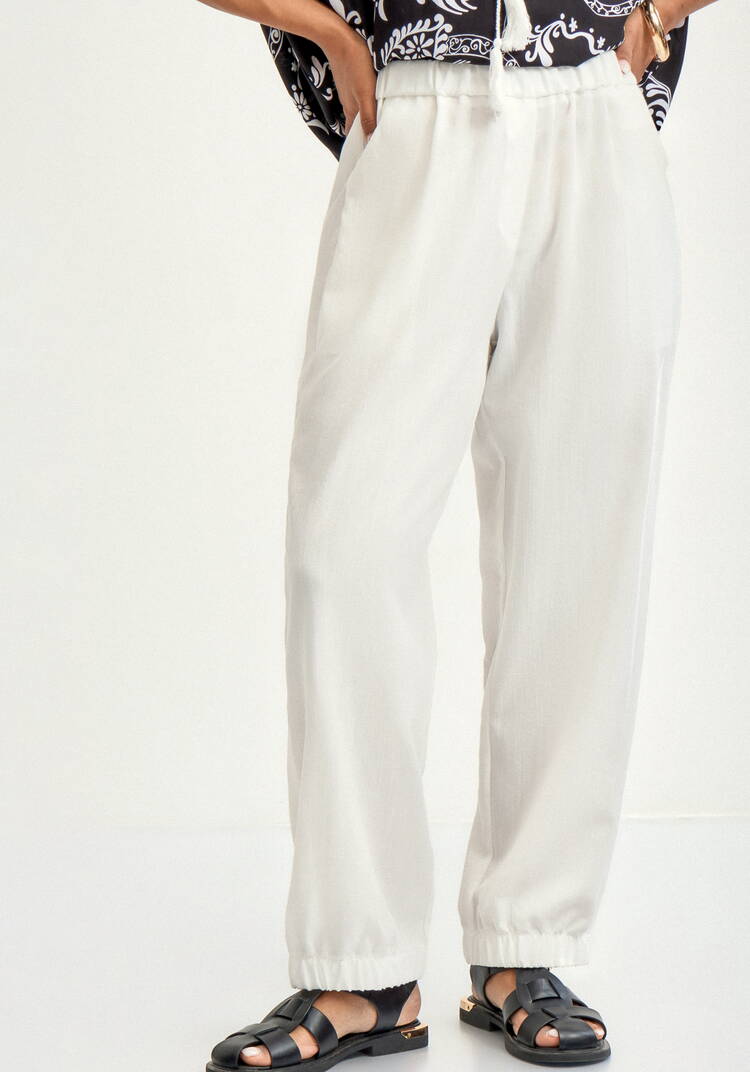 Брюки льняные на резинке по поясу и низу шир.  750, рис. 10