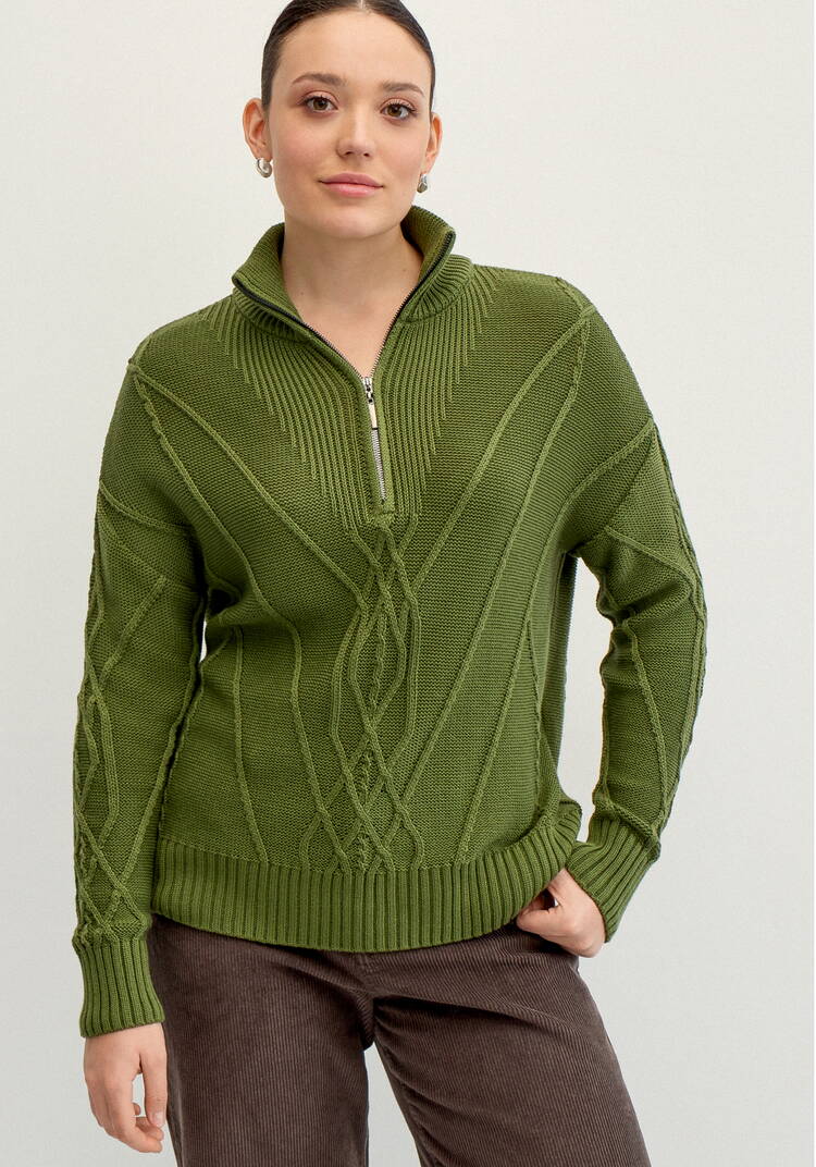 Свитер с фактурным рисунком на молнии шир.  750, рис. 10