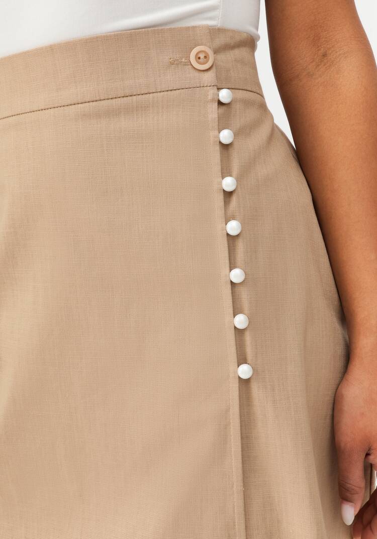 Юбка из льна с декоративными пуговицами шир.  750, рис. 5
