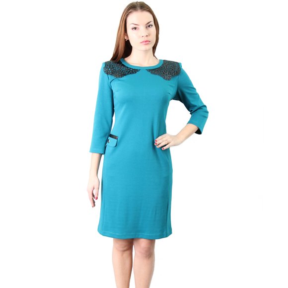 Трикотажное платье с кружевным воротничком шир.  580, рис. 1