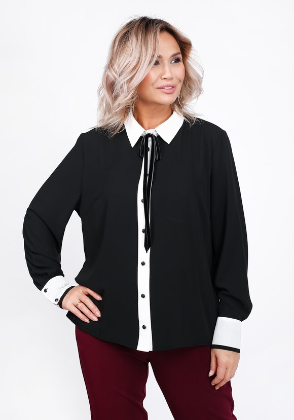 Блуза прямого кроя с брошью в виде банта шир.  580, рис. 5