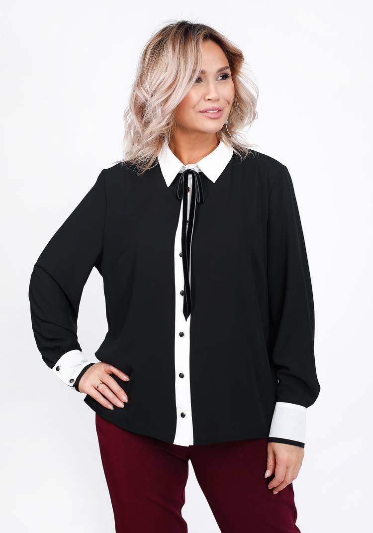 Блуза прямого кроя с брошью в виде банта шир.  750, рис. 5