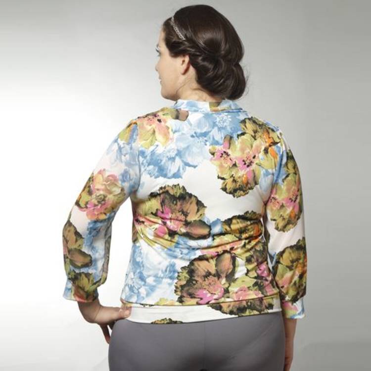 Блуза с шифоновыми рукавами и воротником-хомут шир.  750, рис. 2