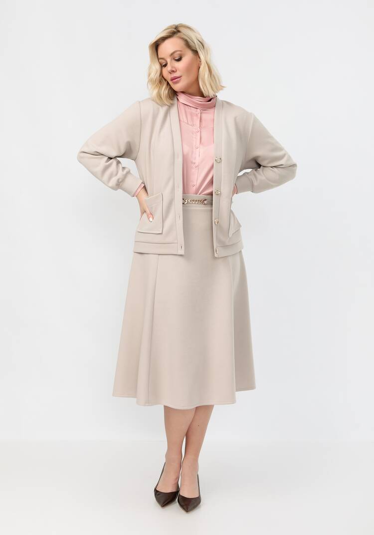 Кардиган на пуговицах однотонный шир.  750, рис. 9