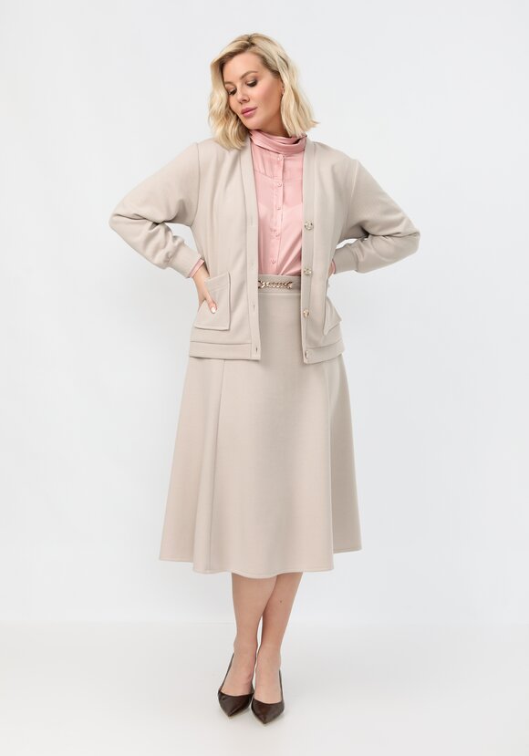 Кардиган на пуговицах однотонный шир.  580, рис. 9