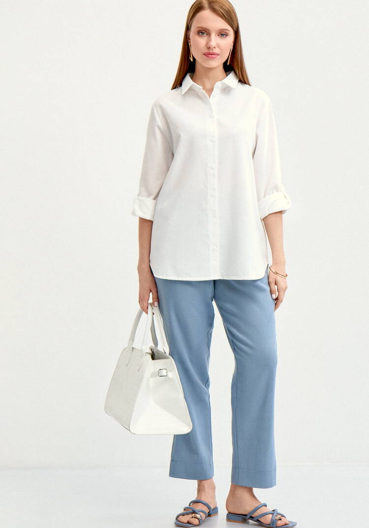 Рубашка на пуговицах изо льна шир.  750, рис. 10