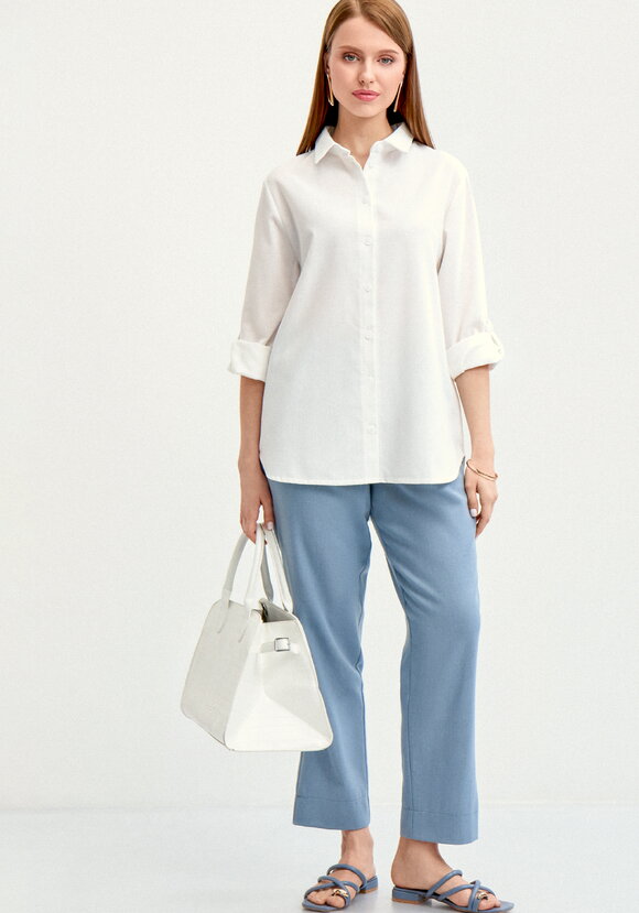 Рубашка на пуговицах изо льна шир.  580, рис. 10