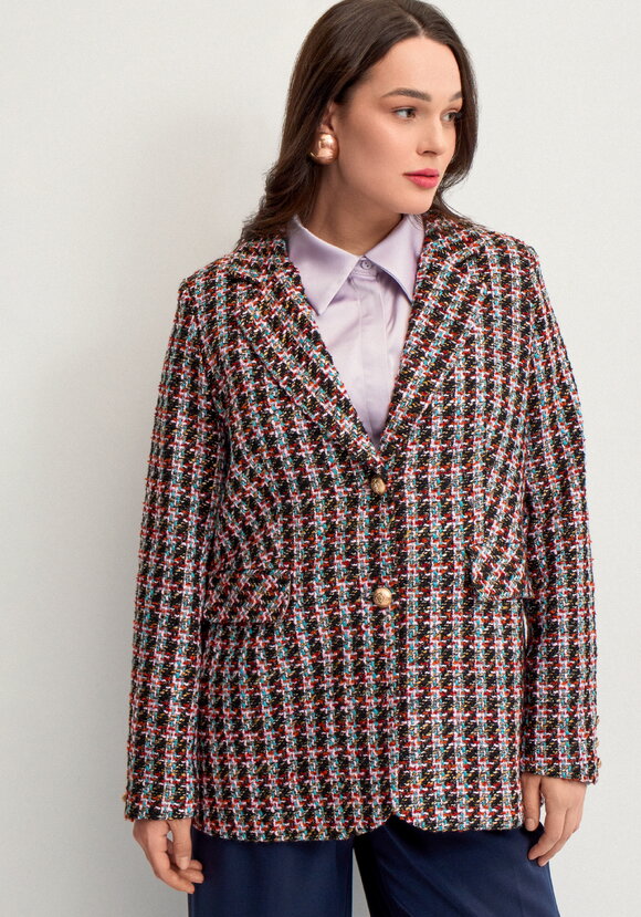 Пиджак из твида в клетку на подкладе шир.  580, рис. 7