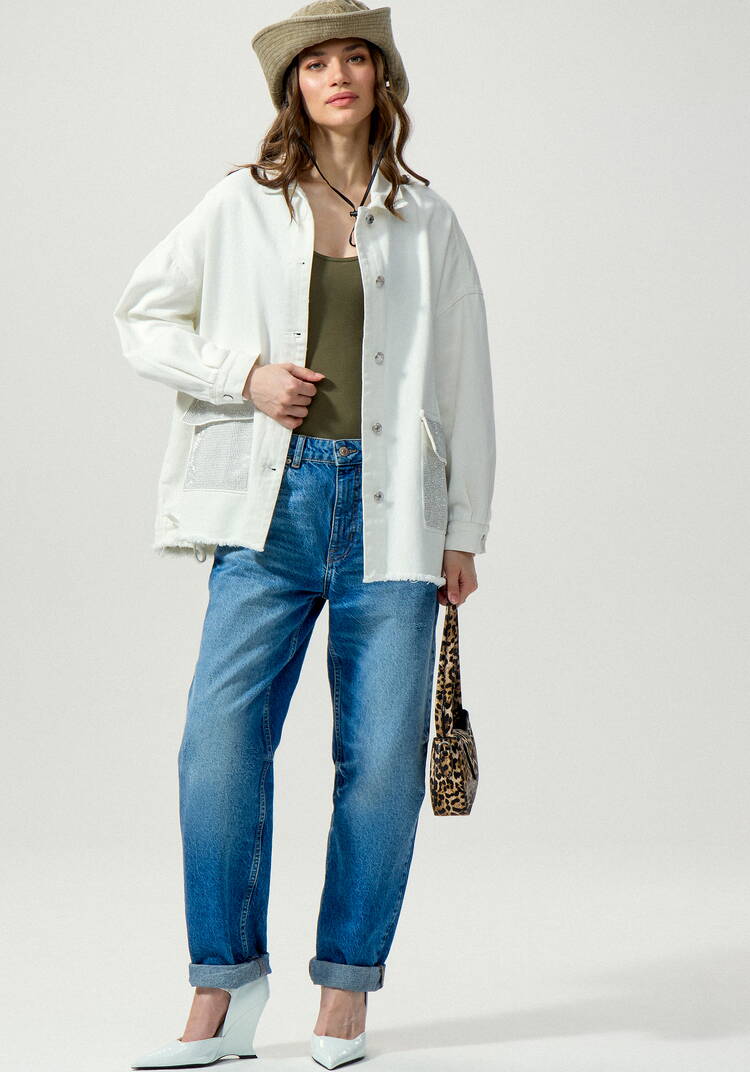 Джинсовая куртка со стразами на карманах шир.  750, рис. 33