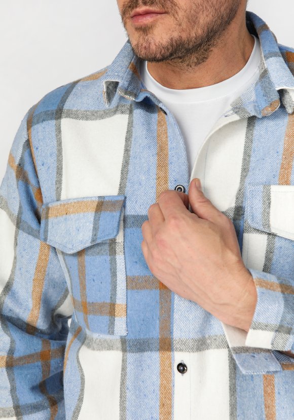 Рубашка мужская в крупную клетку шир.  580, рис. 12