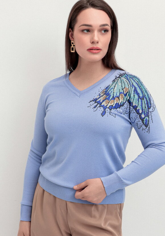 Джемпер с V-образным вырезом и рисунком шир.  580, рис. 1