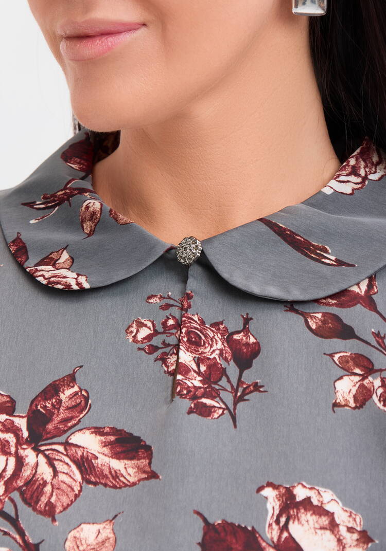 Блуза с кружевом и цветочным принтом шир.  750, рис. 5