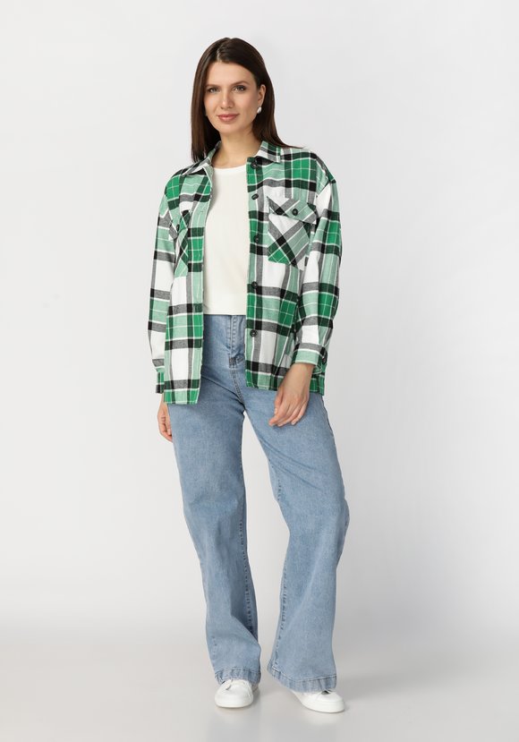 Рубашка женская в клетку  Беатриса шир.  580, рис. 7
