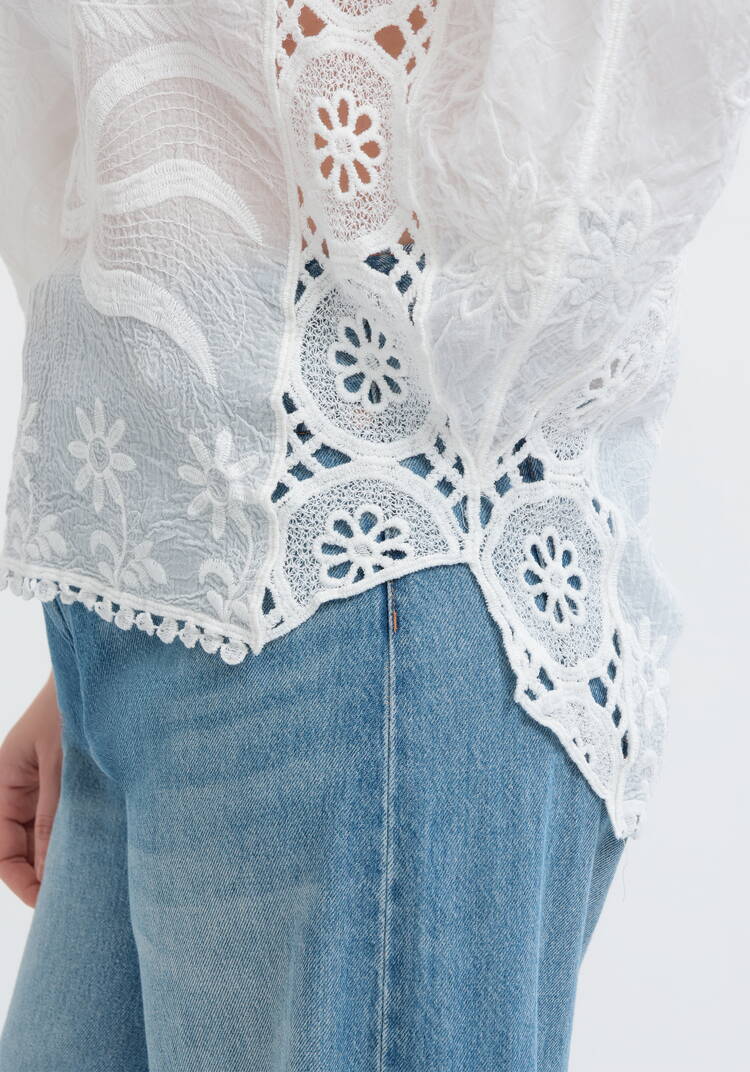 Блуза свободная с кружевным шитьем шир.  750, рис. 11